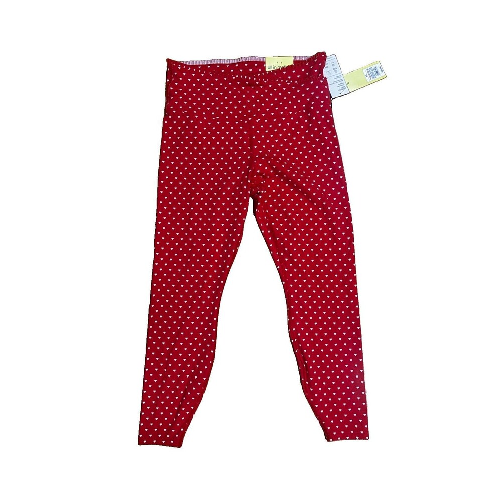 All in Motion Leggings Everyday Soft 7/8 Length Red White Hearts Size XLarge NWT